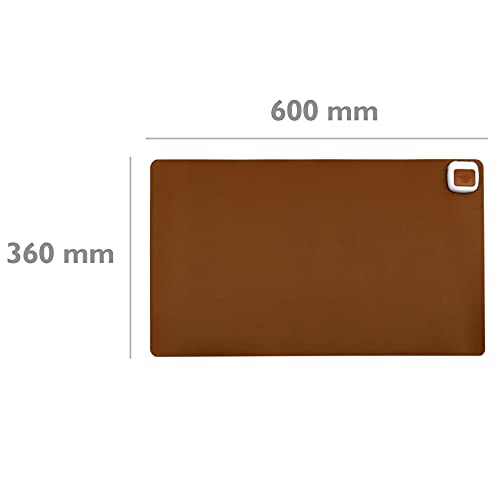 PrimeMatik - Alfombra y Superficie térmica con calefacción para Escritorio Suelo y pies de 60 x 36 cm 65W marrón