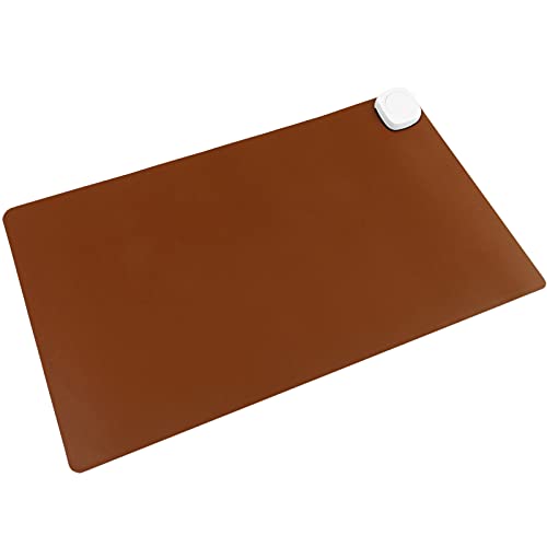 PrimeMatik - Alfombra y Superficie térmica con calefacción para Escritorio Suelo y pies de 60 x 36 cm 85W marrón