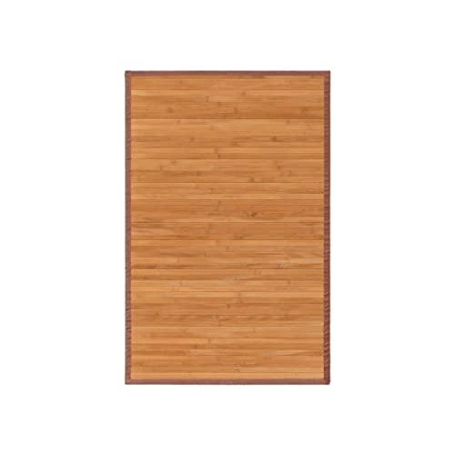 LOLAhome Alfombra pasillera de bambú marrón de 90x60 cm