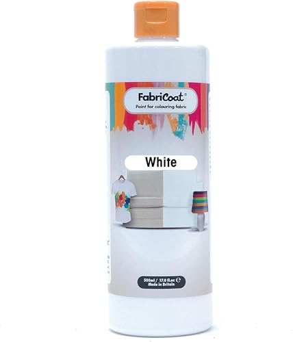 FabriCoat Pintura textil, se utiliza para restaurar o cambiar el color de tapicerías, muebles, interiores de coches, prendas de ropa y calzado (500 ml, blanco)