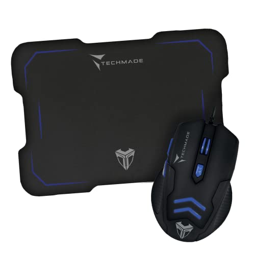 Ratón USB con cable + ratón gaming TM-M016 color azul