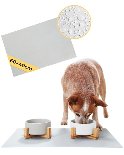 PiuPet® Alfombrilla Silicona Comederos I 60x40cm I Fácil de Limpiar I Alfombrilla Comedero Gato I Alfombra Comedero Perro I Gatos Accesorios I Perros Accesorios