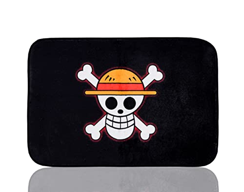 Roffatide Anime One Piece Rectangular Area Rug Sombrero de Paja Crew Door Manta Alfombra Tapetes Alfombra Negra para el Hogar 40 * 60cm