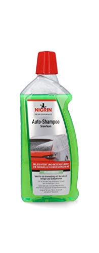 NIGRIN 20605 Espuma de Nieve para Coche, 1 litro, champú de Espuma de Espuma Que Genera una Alfombra de Espuma densa y Larga, Elimina la Suciedad, Fragancia de Chicle