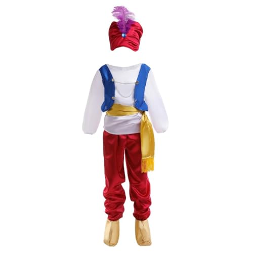 Lito Angels Aladdin - Disfraz de príncipe árabe con sombrero y funda para zapatos para niños, talla 7-8 años, 128 (número de etiqueta 0L)