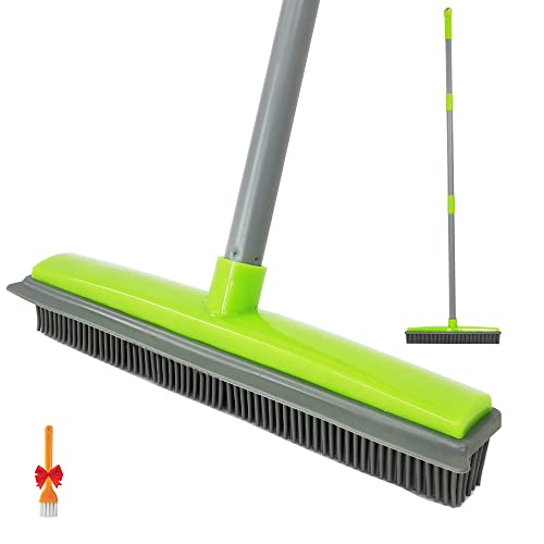 IZSOHHOME Escoba de Empuje Escoba de depilación para Mascotas, Limpieza de alfombras sin raspar para Gatos/Perros y Cepillado de Ventanas de Azulejos de Madera Dura (Verde)