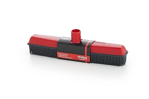Maya 02029 - Escoba de Goma Negra/Roja. Ideal para recoger cabello o pelo de mascotas. Perfecto para peluquerías. No raya el suelo. Gran durabilidad. Taco de polipropileno.