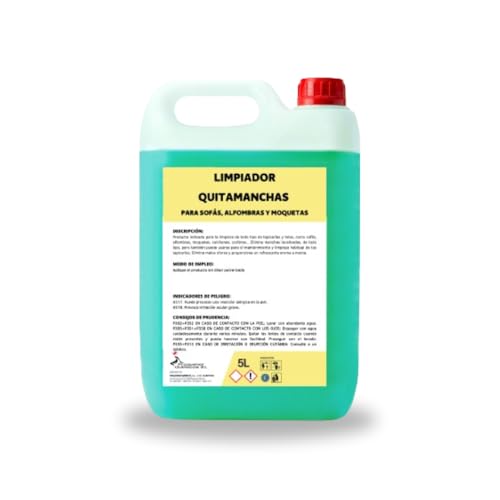 PROQUIMAR – Quitamanchas Profesional para Tapicerías, Alfombras y Telas – Limpieza Eficaz de Manchas Difíciles – Ideal para Hogar, Coches y Muebles – Garrafa de 5L
