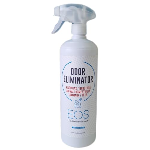 EOS (1 litro) Eliminador de olores Mascotas al instante. Anti olor orines de Perros, Gatos. Aplicar en sofás, arenero, cesped, Coche. Detergente enzimatico, Repelente de micciones gatos.