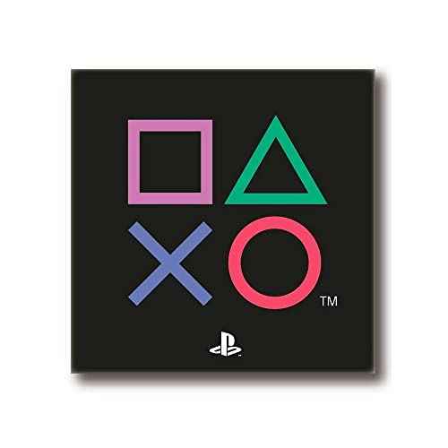 PlayStation Alfombra cuadrada con diseño de iconos Playstation Controller - Producto oficial de Sony Playstation – Alfombra de dormitorio, color negro, 80 x 80 cm