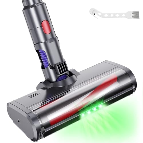 EVARY Cepillo Compatible para Dyson V7 V8 V10 V11 V15(con 4 Luces LED), Accesorio de Cabezal de Cepillo Direct Drive Reemplazable con Rodillo cerdas para Alfombra Suelo de parquet Azulejos