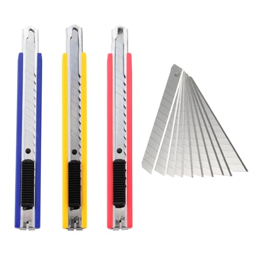 Cuchillo para Alfombras,Cúter Retráctil,3 Piezas Cúter con Guía,Cuchillos para Alfombras,Cúter Plegable,Cuchillo Utilitario Retráctil,Cuchilla para Cortar Alfombras,Cuter Retráctil para Caja de Corte
