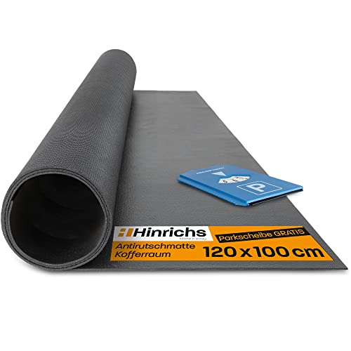 Hinrichs Alfombrilla Protectora de Maletero para Coche, Limpieza y Cajones - Manta Negra 120 x 100 cm - Goma Incl. Disco de Parking