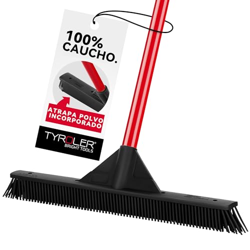 Tyroler Bright Tools Escoba de Goma 100% Plana, Escoba antipelo para múltiples Superficies, rastrillo para alfombras con cerdas antiarañazos, barredora de Suelos y alfombras de Grado Industrial