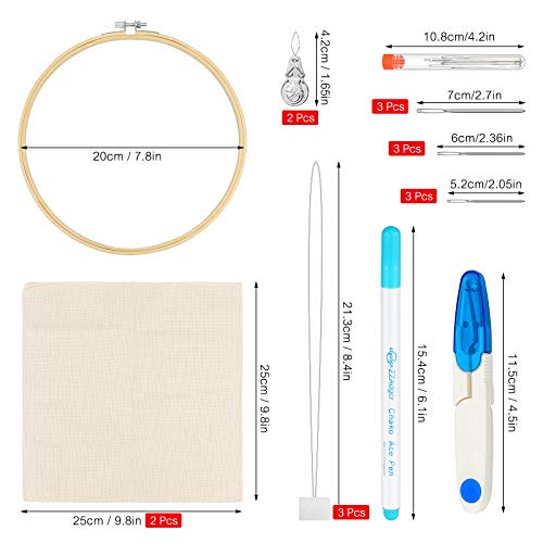 Dreamtop 22 piezas bordado aguja punzón mango de madera kit de bordado alfombras ajustables bolígrafos de bordado punzón de aguja para coser bordado