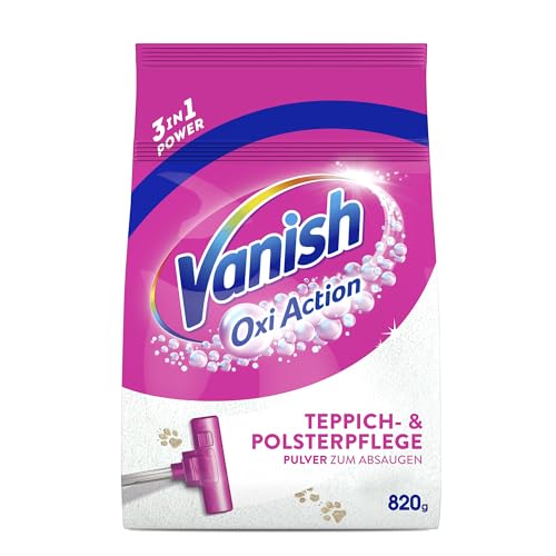 Vanish Oxi Action - Limpiador de tapicería y alfombras en polvo – 1 x 820 g – Gran superficie de limpieza para alfombras y tapicería contra la suciedad, el mal olor y el polvo