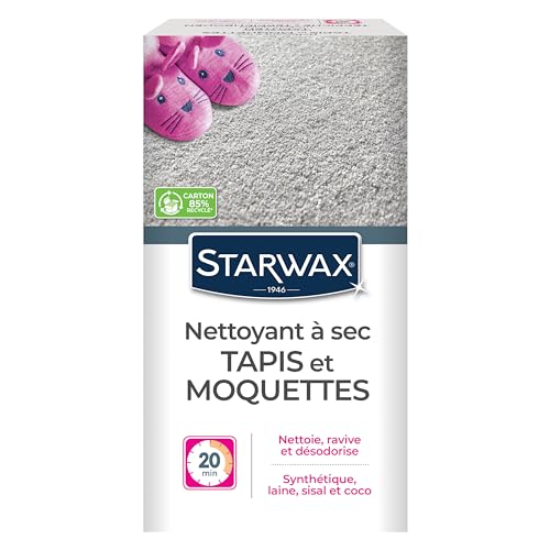 STARWAX – Limpiador en seco para alfombras y moquetas – Limpiar y revivir alfombras y moquetas – para Fibras sintéticas y Naturales – Fabricado en Francia – 500 g – Aproximadamente 20 m²