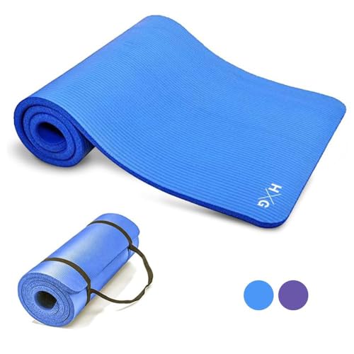 HxG. Esterillas de Yoga Pilates Fitness para gimnasio en casa antideslizante, alfombra suave y cómoda para hacer ejercicio (azul NBR)