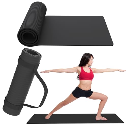 POPYS® Esterilla Yoga Antideslizante con Correa de Transporte | Esterilla Yoga y Pilates ligera | Material TPE ecológico. (Negra, 8 MM)