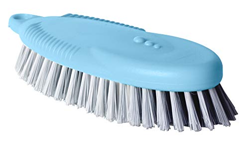 Vigar - Cepillo Multifuncional - con Cerdas Duras - 17.5 x 6.6 x 3.7 cm - Ideal para Alfombras o Prendas Resistentes - con Anilla para Colgado - Azul