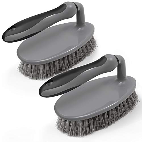 MR.SIGA Cepillo de fregado para Trabajo Pesado con Agarre cómodo, Servicio Pesado para lavamanos, Ducha, alfombras, Limpieza de Pisos, Paquete de 2