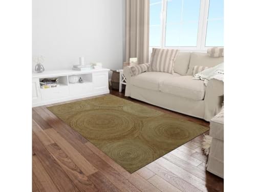 Vente-unique-Alfombra Rectangular de Yute Trenzado 100% - Motivos Circulares - 160 x 230 cm - Natural - YVAYA