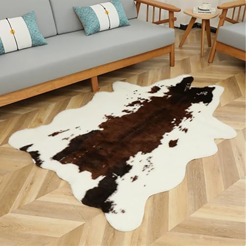 MAMAM Alfombra de Piel sintética de Vaca para Sala de Estar, Antideslizante y Duradera, con diseño de Cebra sintética, Ideal para Mesa de Oficina y mesita de Noche.(A,85 * 110cm)