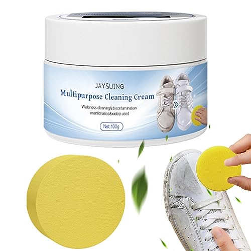 SHAVERUSH Crema Limpiadora De Zapatos Blanca, Crema Limpiadora con Esponja, Crema Limpiadora Y Quitamanchas, Crema Limpiadora Multiusos para Muebles, Sofá, Alfombras, Limpieza De Zapatos