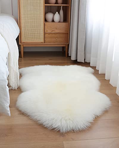YIHAIC Piel de Oveja sintética, sensación acogedora como auténtica Lana Alfombra de Piel sintética, Man-Made Lujo Lana Alfombra de sofá cojín (Blanco, 60 x 90 cm)