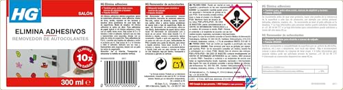 HG Elimina Adhesivos, Eliminador de Residuos y Pegamento, Producto de Limpieza para Eliminar Pegamento, Alquitrán, Grasa y Aceite - 300ml