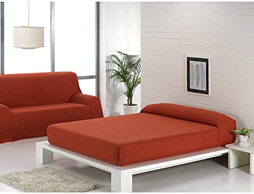 Imperial Colcha Multiusos Cama SOFÁ Liso Jaspeado Made IN Spain Confort-Home (Teja, 220_x_260_cm)
