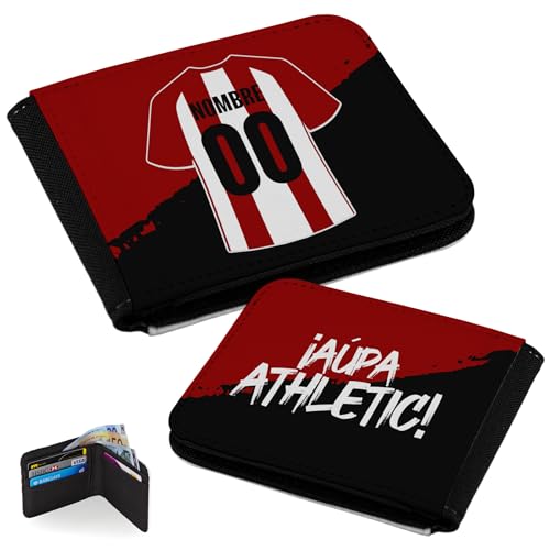 Regalisimos Cartera para Hombre Personalizada Fútbol, Diseño Doble Cara, Ranuras para Tarjetas | Regalos Personalizados Equipo de Fútbol (Camiseta Fútbol, Bilbao)