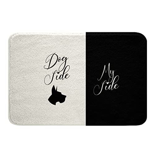 Felpudos 40x60cm, Perro Lado Mi Lado Negro Blanco Romántico Amor Día De San Valentín Boda Aniversario Alfombra Interior Modernas Felpudos para Entrada De Casa, para Salon, Dormitorio, Cocina