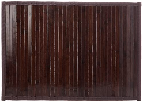 iDesign Alfombra antideslizante, alfombra de madera de bambú repelente al agua, alfombrilla de baño, cocina y pasillo de tamaño grande, marrón moka