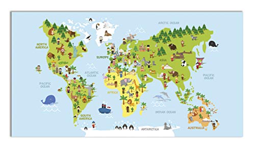 Panorama Alfombra Vinílica Mapamundi Infantil 160x230 cm - Alfombra Infantil Vinilo - Alfombra Salón Antideslizante, Antihongos e Ignífuga - Alfombras Grandes - Alfombras PVC