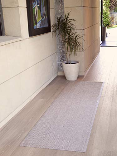 TEJIDOS EL MUNDO Alfombra de Vinilo. Alta Resistencia y fácil Mantenimiento Zonas con Mucho tránsito Tanto en Interior como en Exterior. Color Beige. Medida: 67x240 cm.