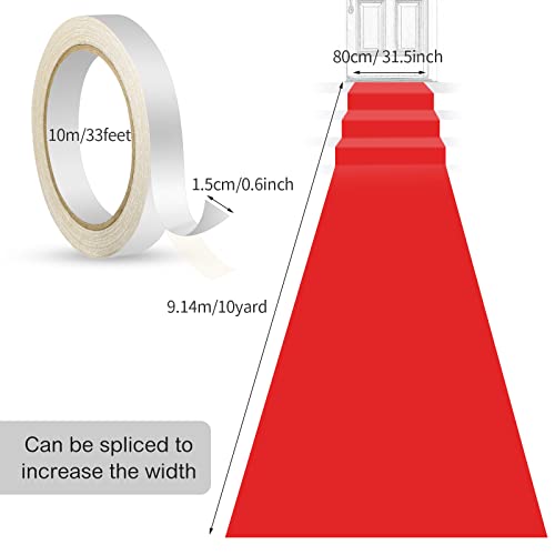 Corredor Alfombra Roja Alfombra de Pasarela Grosor de 55 g/m² con 1 Cinta para Moqueta para Boda Navidad Navidad Acción de Gracias Accesorios al Aire Libre (Rojo, 2,6 x 30 Pies)