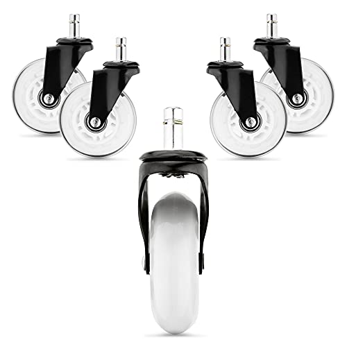 kwmobile Ruedas para silla de oficina - Set de 5x rueda de repuesto giratoria universal de Ø 75 MM para escritorio mesa sillas muebles mesas - Blanco