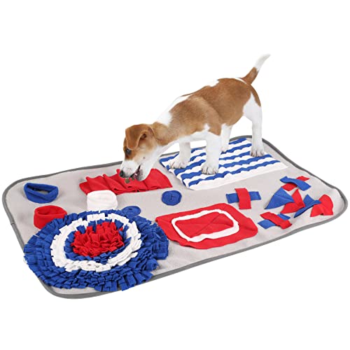 SLFYEE Snuffle Mat para Perros 75 * 50cm Perros Snuffle Mat Educadores Puzzle Sniff Mat Juguete de alimentación Lenta Liberación de estrés Manta Plegable Antideslizante Lavable Gris