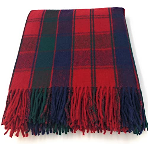 Scottish Clans - Alfombra moderna de tartán escocés - Alfombra de tartán 100% lana - Manta para exteriores (Camel Thomson) (Robertson rojo)