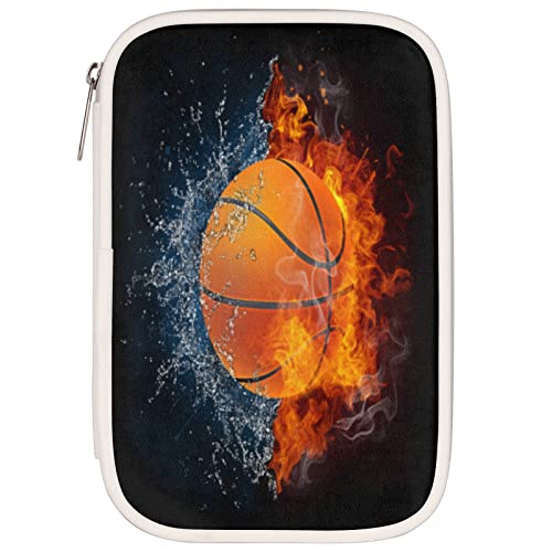 Alfombra redonda de baloncesto con llama de agua de 36.2 pulgadas, alfombra antideslizante para puerta delantera, alfombra para baño en el hogar