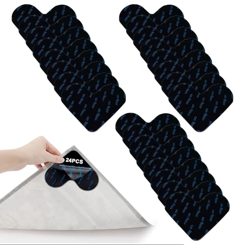 Druuzyl 24 Piezas Base Antideslizante para Alfombras, Doble Cara Lavable y Reutilizable – Topes para Suelos Duros (Madera, Cerámica) y Moquetas, Adhesivo Seguro sin Pegamento