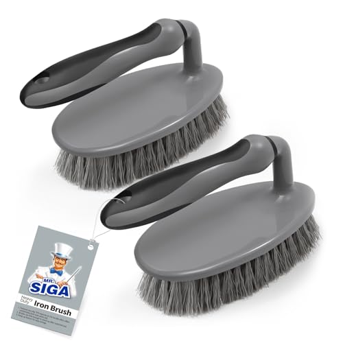 MR.SIGA Cepillo de fregado para Trabajo Pesado con Agarre cómodo, Servicio Pesado para lavamanos, Ducha, alfombras, Limpieza de Pisos, Paquete de 2