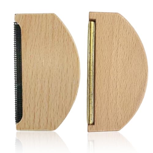 OUDQFCJ Peine de Cachemira de 2 Piezas, Quitapelusas de Suéter, Herramienta de Madera para Quitar Pelusas de Tela, Cepillo de Ropa Portátil para Quitar Pelusas de la Ropa (Negro, Dorado)
