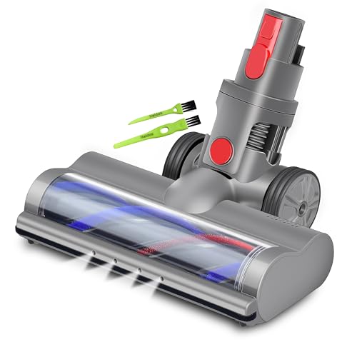 Italdos Cepillo motorizado eléctrico Turbo Compatible para Dyson V7 V8 V10 V11 V15 Desenganche rápido con Rodillo cerdas para Alfombra Suelo parqué, Azulejos con luz LED