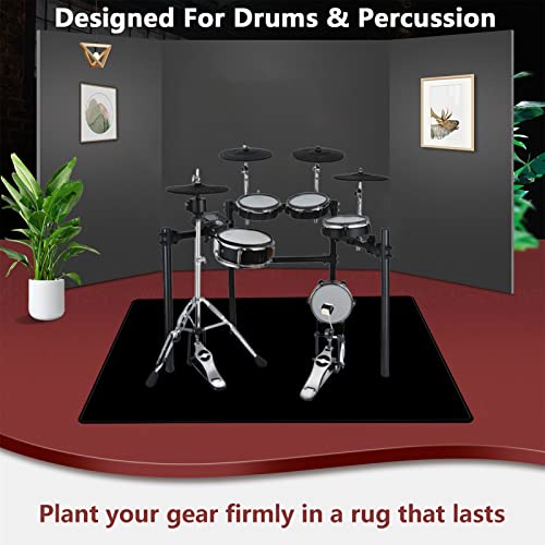 ZXHH Alfombras Acusticas Alfombra Bateria Electronica Alfombra para Bateria Acustica Alfombras De Batería Acústico Tambor Alfombrillas Insonorizada Antideslizantes 120CM × 80CM