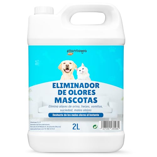 Eliminador de Olores Mascotas al Instante 2l. Neutralizador Enzimatico Olores Orina Heces Vómitos. Interior y Exterior. Patio Jardin. Anti olor orines Perros Gatos. El embalaje puede variar