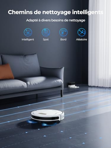 Robot Aspirador y Fregasuelos, 4000Pa Aspirador Robot, Carga automática, 150 Minutos de batería de Larga duración, App o Mando a Distancia, Compatible con Alexa, para Pelo de Mascotas (Evol 3s)