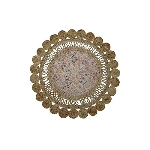DKD Home Decor Alfombra de la Marca Chenille Jute Boho (120 x 120 x 0.5 cm) (Referencia: S3017228)