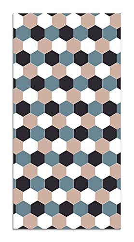 Panorama Alfombra Vinílica Mosaico Hexágonos Tono Azul 40x80 cm - Alfombra Cocina Vinilo - Alfombra Salón Antideslizante e Ignífuga - Alfombras Grandes - Alfombras PVC